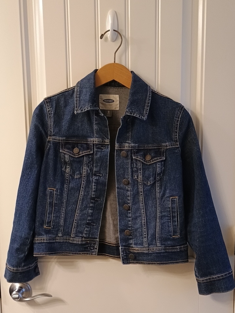 Old Navy Medium Blue Denim Jacket with Button Front